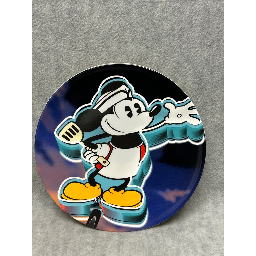 Disney Parks Mickey Mouse Plate Yellow Blue Chef Mickey Spatula Souvenir
